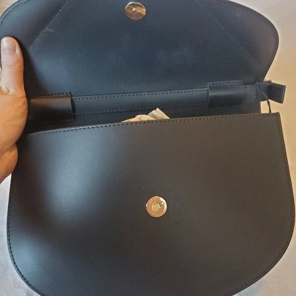 NWT Valentina Fiore Italian Black and Brown Leather Crossbody - Picture 12 of 16